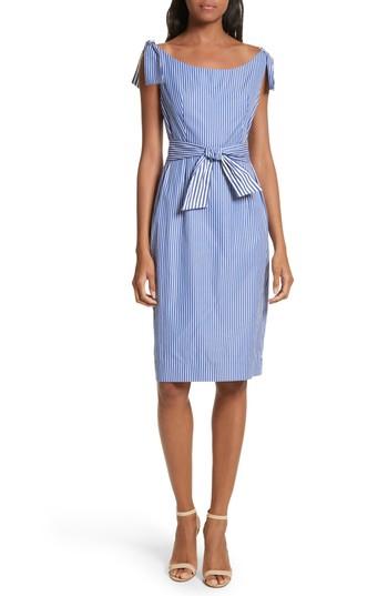 Women's Milly Candice Stripe Shirting Tie Dress - Blue