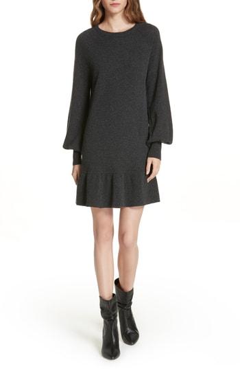 Women's Autumn Cashmere Bishop Sleeve Cashmere Sweater Dress - Grey