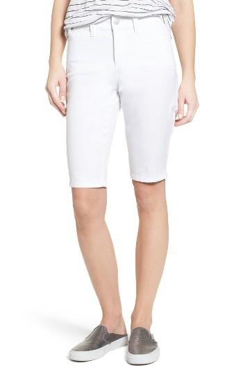 Petite Women's Nydj Stretch Twill Bermuda Shorts P - White