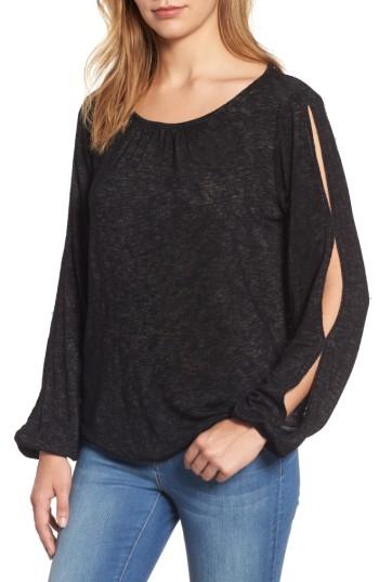 Women's Velvet By Graham & Spencer Slit Sleeve Knit Top - Black