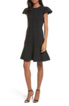 Women's Rebecca Taylor Textured Stretch Fit & Flare Dress - Black