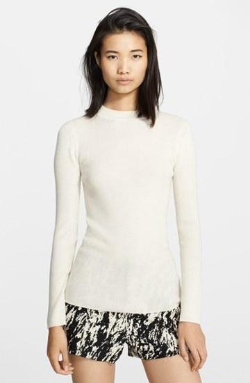 Rag & Bone 'bianca' Ribbed Wool Blend Sweater Almond