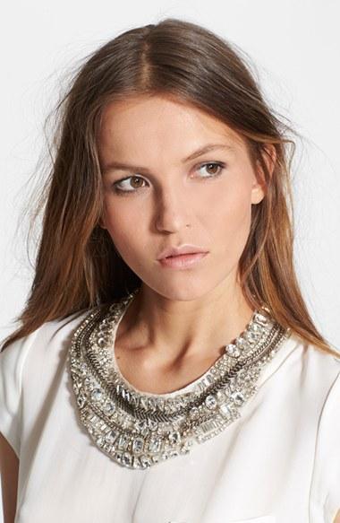 Haute Hippie Embellished Silk Organza Necklace Silver