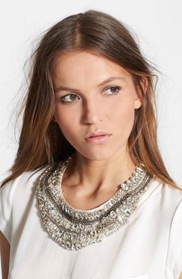 Haute Hippie Embellished Silk Organza Necklace Silver