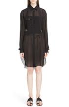 Women's Saint Laurent Silk Georgette Shirtdress Us / 40 Fr - Black