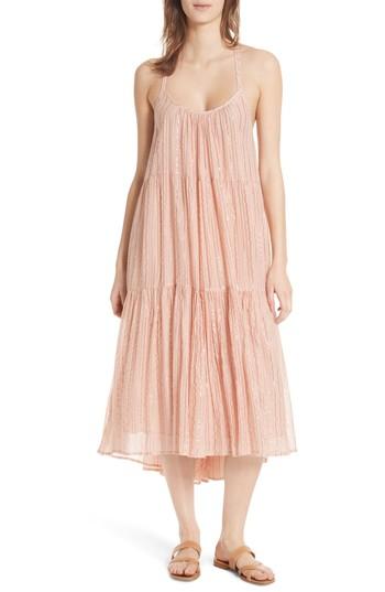 Women's Ulla Johnson Samara Metallic Stripe Dress - Pink