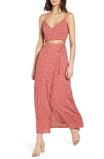 Women's Cutout Wrap Front Maxi Dress - Pink