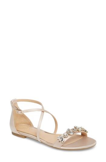 Women's Jewel Badgley Mischka Tessy Embellished Sandal .5 M - Metallic