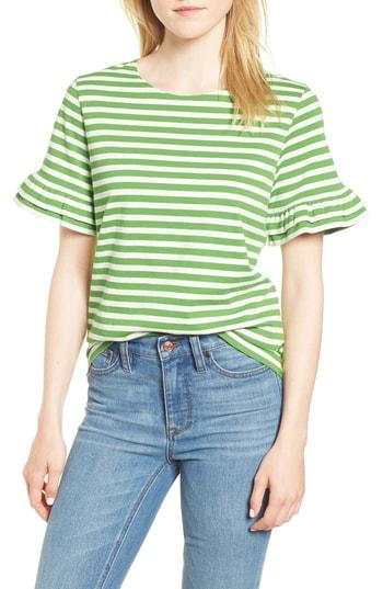 Women's J.crew Ruffle Sleeve Tee, Size - Green