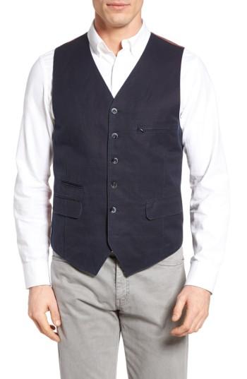 Men's Kroon Hootie Solid Cotton & Linen Vest R - Blue