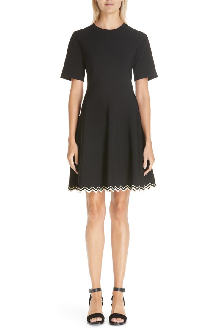 Women's Proenza Schouler Chevron Hem A-line Dress - Black