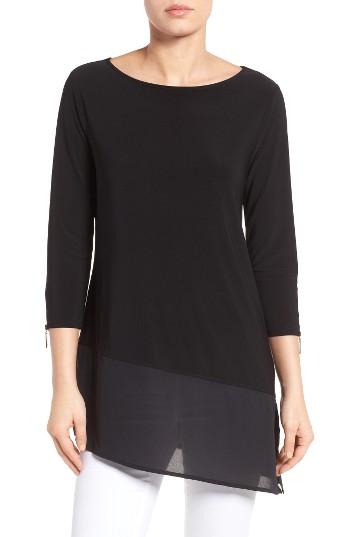 Women's Chaus Mixed Media Top - Black