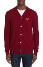 Men's Comme Des Garcons Play Red Heart Wool Cardigan - Burgundy