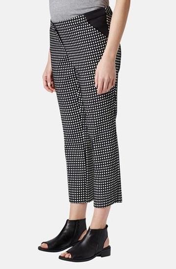 Topshop Gingham Maternity Trousers Womens Grey Size 6 (2-4 Us)
