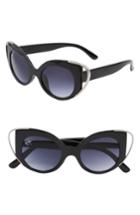 Women's Nem Audrey 50mm Cutout Cat Eye Sunglasses - Black W Grey Gradient Lens