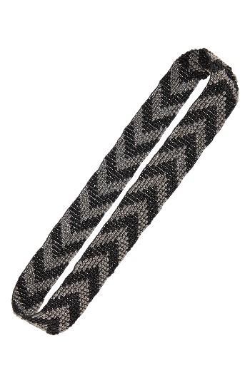 Tasha Chevron Beaded Head Wrap, Size - Black
