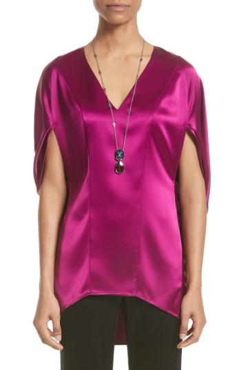 Women's St. John Collection Liquid Satin Cocoon Top, Size - Purple