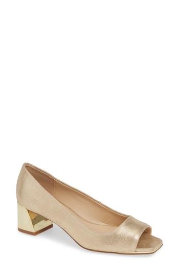 Women's Karl Lagerfeld Hope Peep Toe Pump .5 M - Metallic