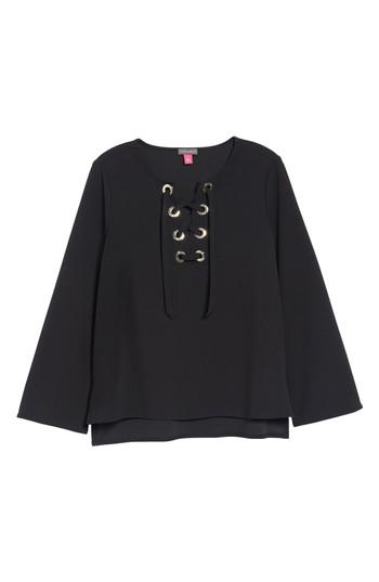 Women's Vince Camuto Lace-up Ponte Blouse - Black