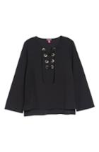 Women's Vince Camuto Lace-up Ponte Blouse - Black