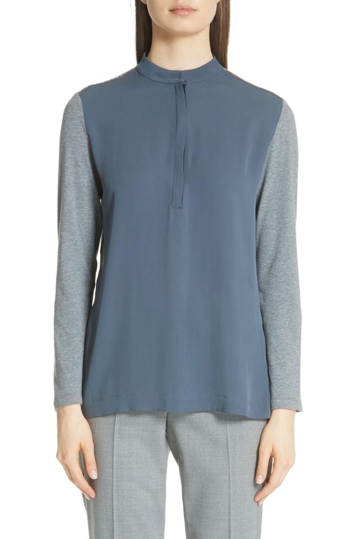 Women's Fabiana Filippi Stretch Silk Front Jersey Top Us / 38 It - Blue