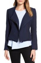 Women's Halogen Asymmetrical Zip Tweed Jacket - Blue