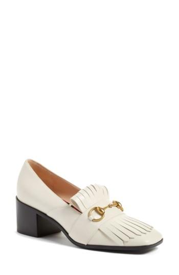 Women's Gucci 'polly' Block Heel Pump Us / 39eu - White
