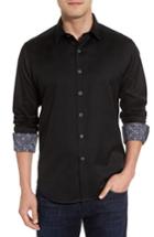 Men's Robert Graham Haystack Regular Fit Jacquard Sport Shirt, Size - Black