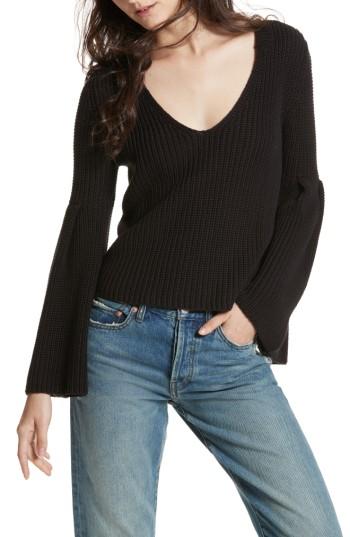 Women's Free People Damsel Bell Sleeve Pullover - Black