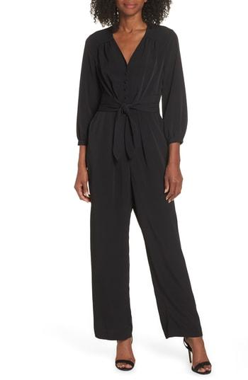 Women's Maggy London Feather Crepe Jumpsuit - Black