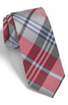 Men's The Tie Bar 'crystal Wave' Silk & Linen Plaid Tie, Size - Red (online Only)