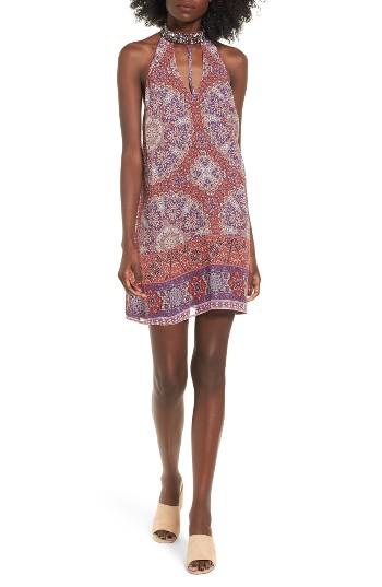 Women's Speechless Beaded Mock Neck Dress - Purple