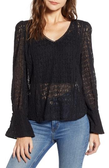 Women's Hinge Allover Lace Top, Size - Black
