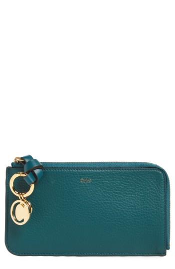 Women's Chloe Medium Alphabet Leather Charm Wallet - Green
