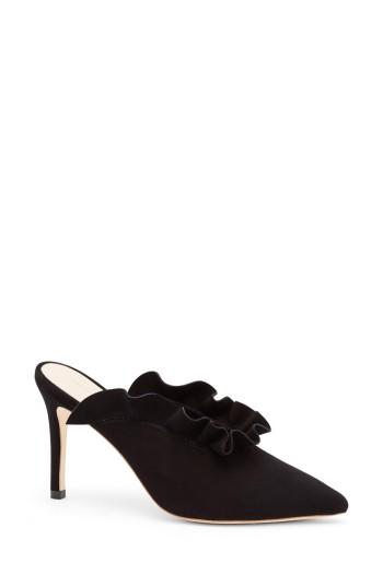 Women's Loeffler Randall Langley Ruffle Pointy Toe Mule M - Black