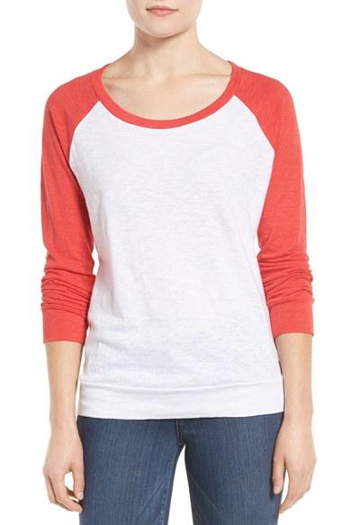 Women's Caslon Lightweight Colorblock Cotton Tee - White