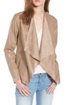 Women's Bb Dakota Teagan Reversible Faux Leather Drape Front Jacket - Beige