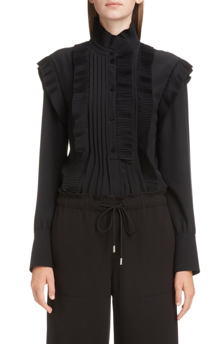 Women's Chloe Ruffle Silk Blouse Us / 34 Fr - Black