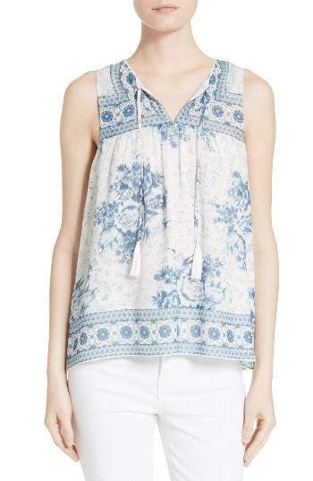Women's Joie Cythera Print Silk Split Neck Top