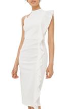 Women's Topshop Asymmetrical Ruffle Midi Dress Us (fits Like 0) - White