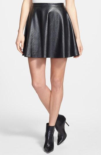 Sunday In Brooklyn Perforated Faux Leather Skater Skirt
