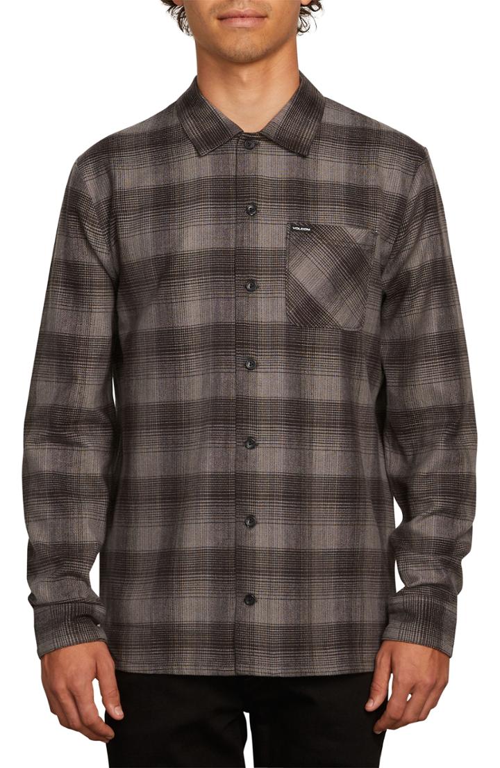 Men's Volcom Flanders Long Sleeve Flannel Shirt - Black