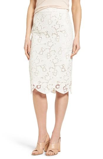 Women's Halogen Scalloped Lace Pencil Skirt
