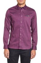 Men's Ted Baker London Norbor Modern Slim Fit Microdot Print Sport Shirt (m) - Purple