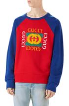 Men's Gucci Logo Graphic Crewneck Sweatshirt, Size - Red