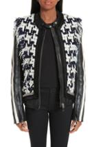 Women's Alexander Wang Tweed Trim Leather Jacket