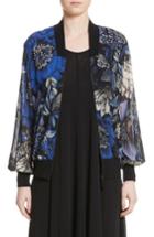 Women's Fuzzi Print Tulle Bomber Jacket - Blue