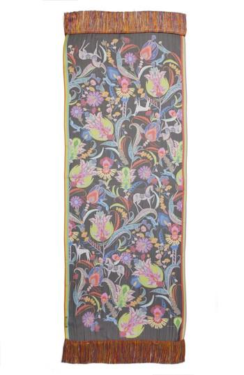 Women's Etro Psychedelic Paisley Fringe Scarf, Size - Black