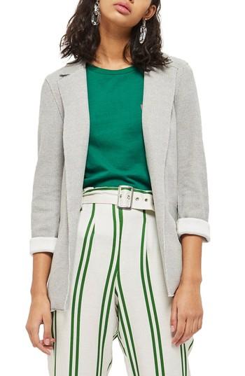 Women's Topshop Deconcrusted Jersey Blazer Us (fits Like 14) - Grey
