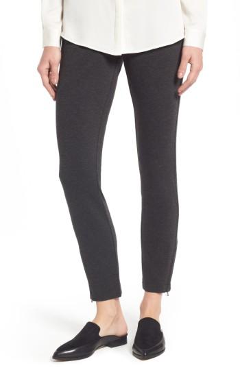 Petite Women's Nydj Zip Ankle Ponte Leggings P - Grey